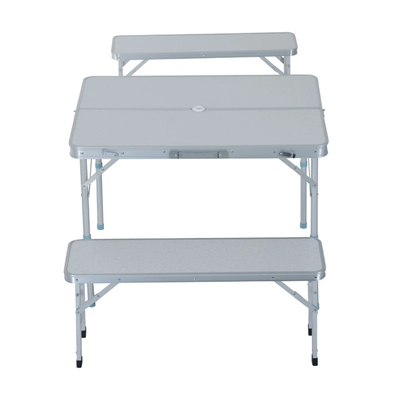 Aluminium campingtafel met 2 banken klaptafel koffertafel zitgroep picknick tuinset
