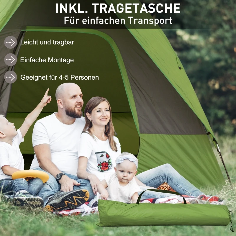 Autotent campingtent reistent zonwering voor 4-5 personen glasvezel polyester