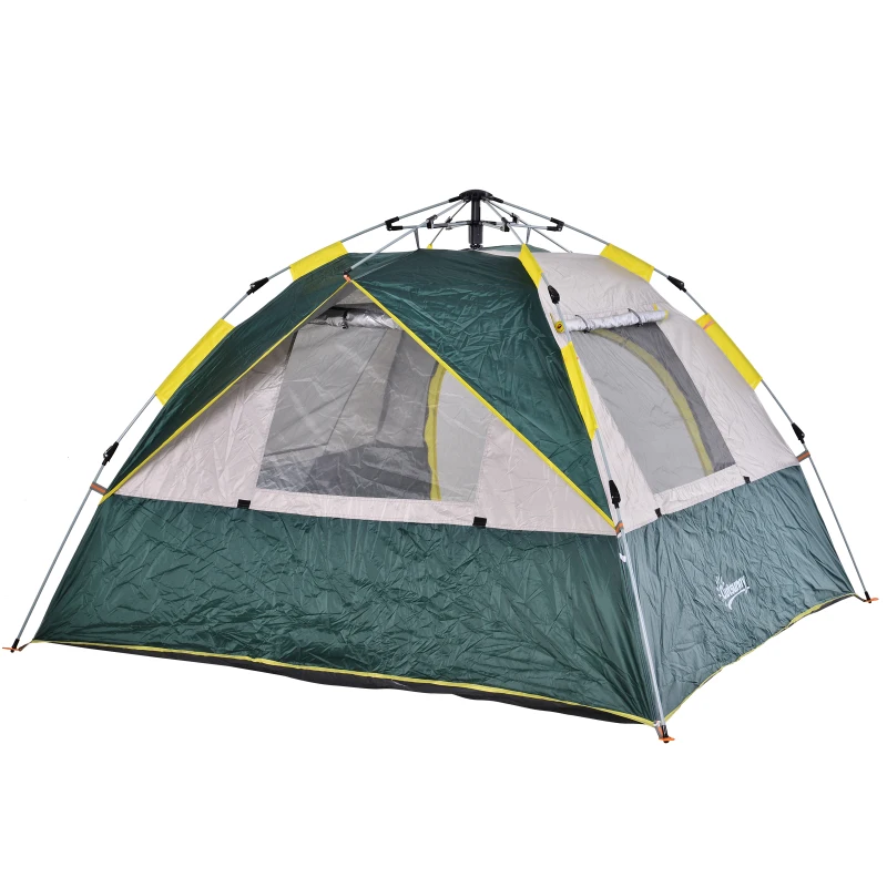 tent voor 3-4 personen, kampeertent met haringen, koepeltent, polyester, groen