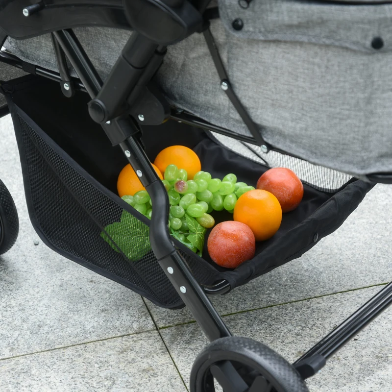Hondenwagen hondenbuggy hondentas met vier wielen inklapbaar honden Oxford grijs