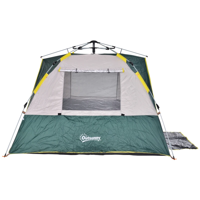 tent voor 3-4 personen, kampeertent met haringen, koepeltent, polyester, groen