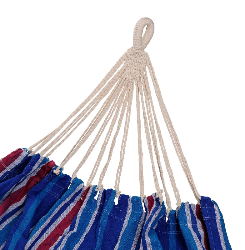 Hangmat hangende ligmat meerdere personen familiehangmat blauw-rood 210 x 150 cm