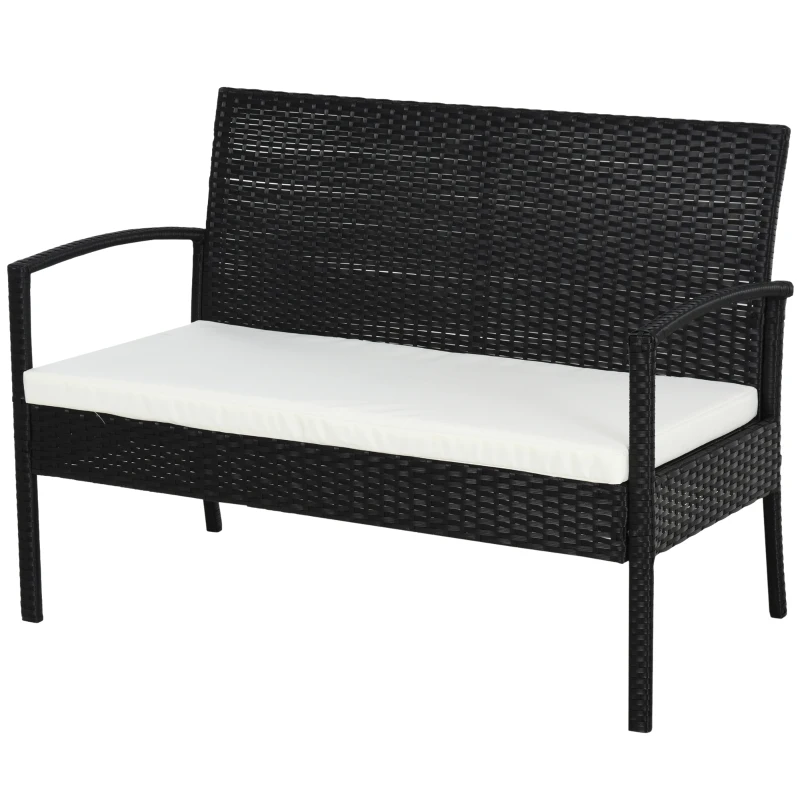 Polyrotan zitgroep 7-delig. Tuinset lounge tuin met zwarte kussens
