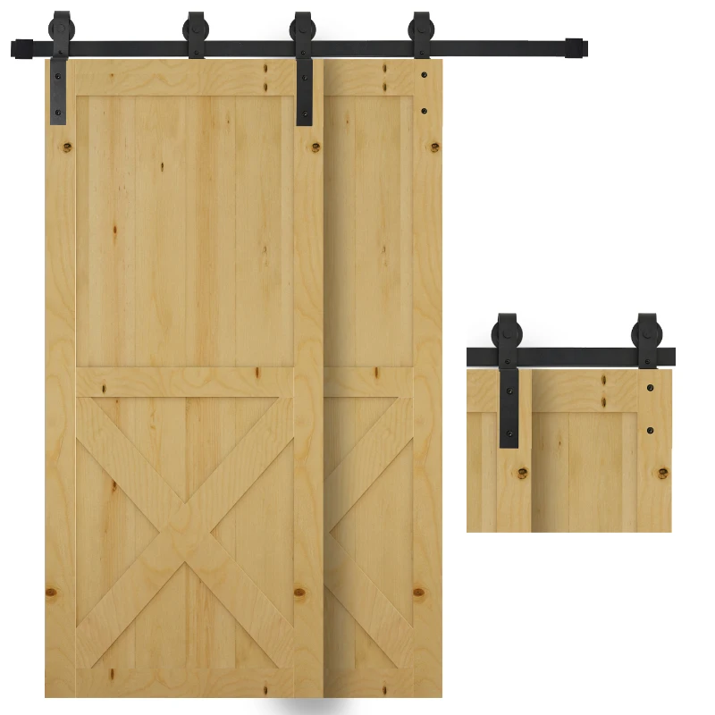 HOMCOM Schuifdeursysteem looprail schuifdeurbeslag houten schuifdeur 9 zwarte accessoires(m-4)
