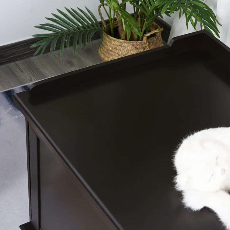 PawHut Kattentoilet, kattenbak, kattenhuis voor kattenbed met draaideur MDF bruin