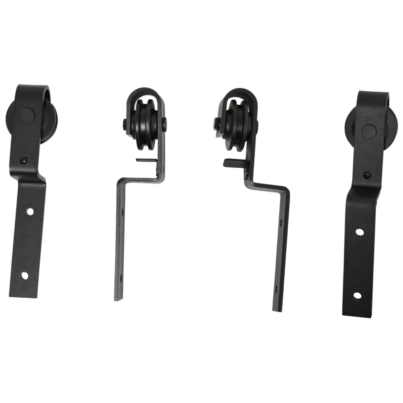 HOMCOM Schuifdeursysteem looprail schuifdeurbeslag houten schuifdeur 9 zwarte accessoires(m-9)