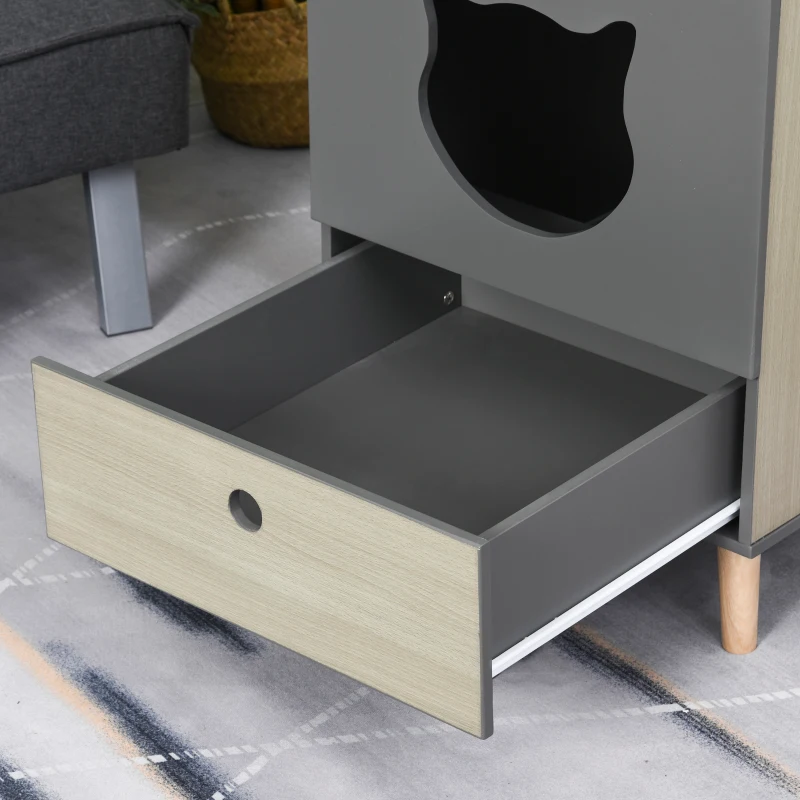 kattentoilet kattenbak kattenhuis kattenkast met lade MDF Grijs