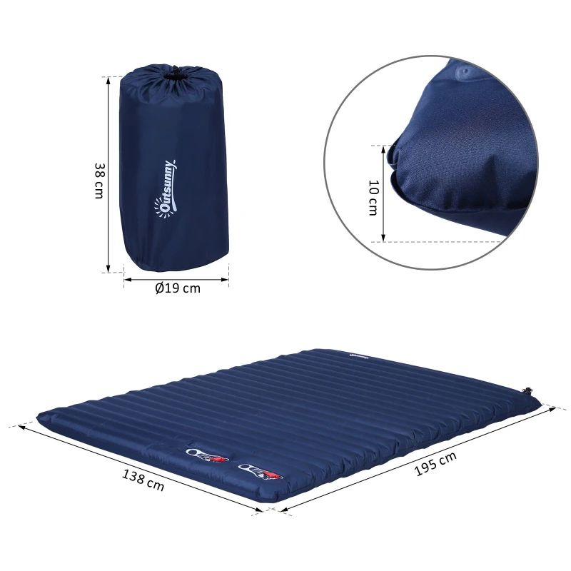 Luchtmatras opblaasbaar luchtbed campingmatras slaapmat pongee blauw