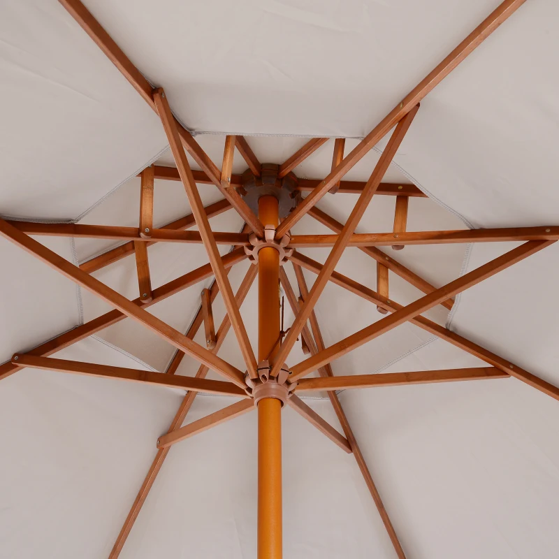 Houten zonnescherm 265 x 264 m marktparasol tuinparasol dubbel dak grijs