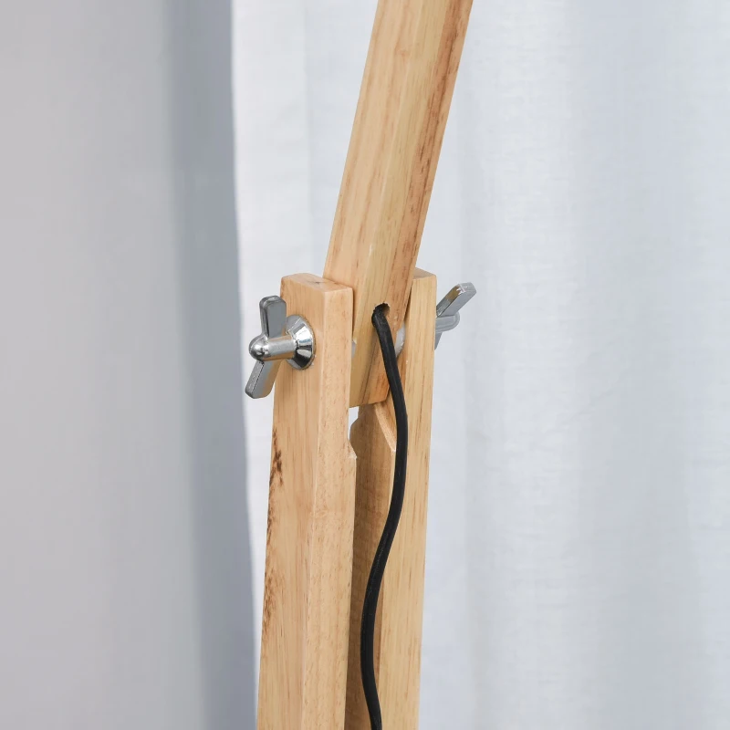 HOMCOM Vloerlamp in hoogte verstelbare vloerlamp verstelbare kap E27 massief hout