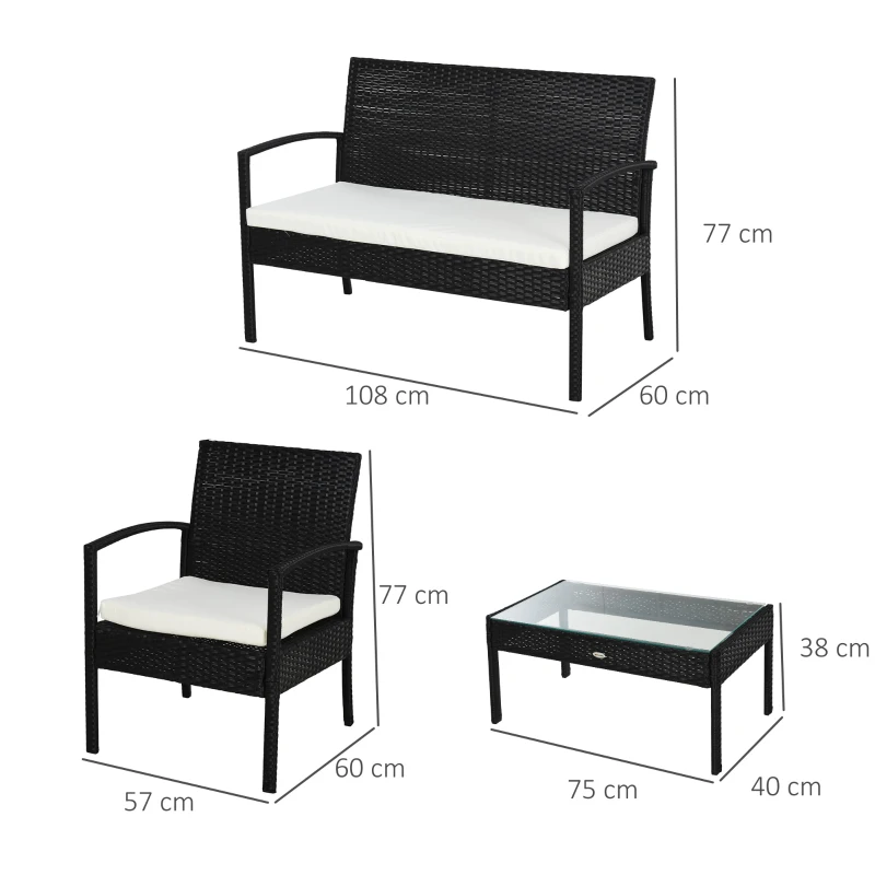 Polyrotan zitgroep 7-delig. Tuinset lounge tuin met zwarte kussens