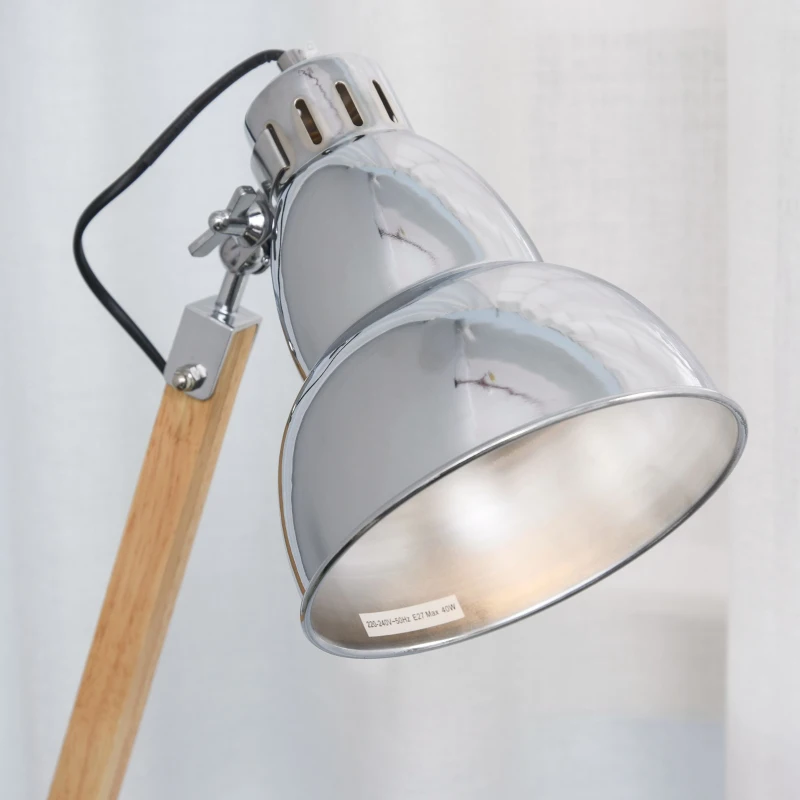 HOMCOM Vloerlamp in hoogte verstelbare vloerlamp verstelbare kap E27 massief hout