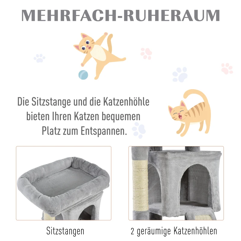 Krabpaal PawHut met sisalpalen, krabpaal voor katten, klimboom voor katten, kattenboom, lichtgrijs, 59 x 39 x 83 cm kattenkrabpaal sisalpalen kattenboom lichtgrijs | Aosom.nl