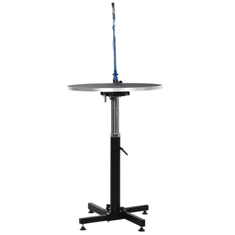 trimtafel, dierentrimtafel, ronde scheertafel, luchtdruklift, inklapbaar, zwart