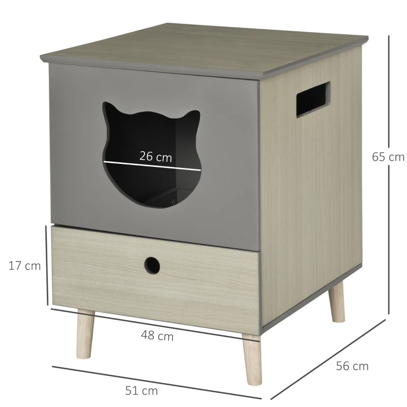 kattentoilet kattenbak kattenhuis kattenkast met lade MDF Grijs