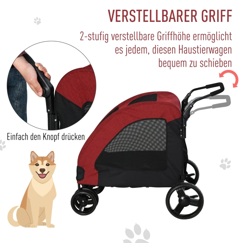PawHut Hondenbuggy hondentrolley hondenkar hondentas opvouwbaar rood + zwart
