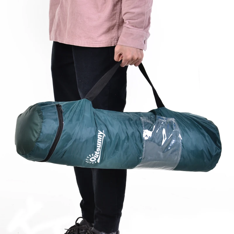 tent voor 3-4 personen, kampeertent met haringen, koepeltent, polyester, groen