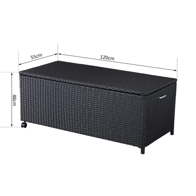 Poly-rotan steunkist tuinkist tuinbox 2 wielen donkerbruin