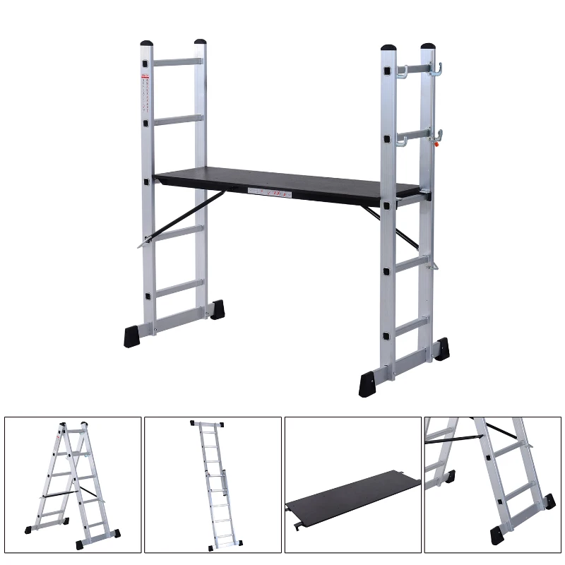 Homcom 3 in 1 aluminium werksteiger multifunctionele ladder | Aosom.de