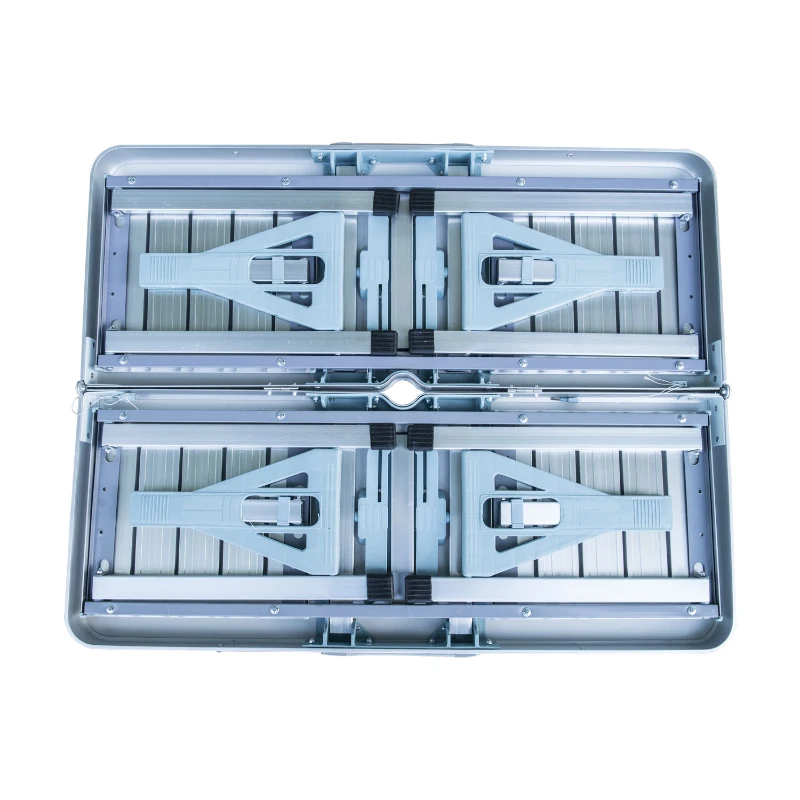 Outsunny® aluminium kampeertafel picknick 4-zits inklapbaar zilver klaptafel picknicktafel picknickkoffer zitgroep klaptafel-groep met 4 zitplaatsen
