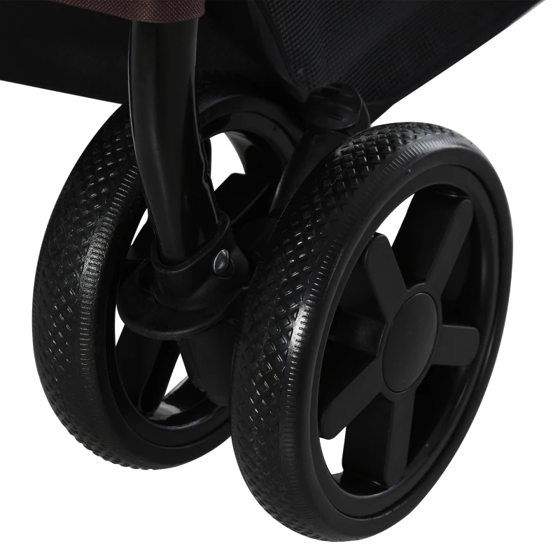 PawHut Hondenwagen hondenbuggy kattenbuggy met vier wielen opvouwbaar honden oxford bruin