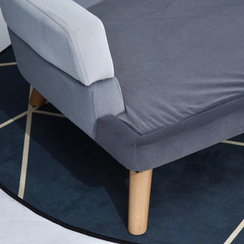 PawHut Hondenbank met rugleuning hondenbank met houten poten hondenbed zachtgrijs