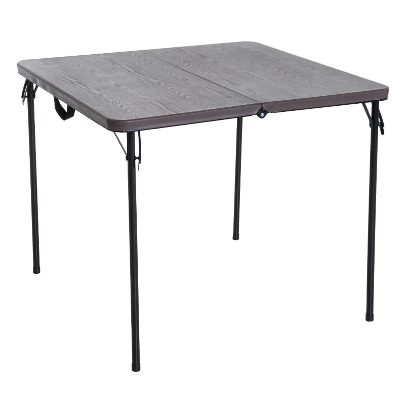 Campingtafel, koffertafel, klaptafel, klapbare tafel, draagbaar, metaal 86 x 86 cm, koffiebruin