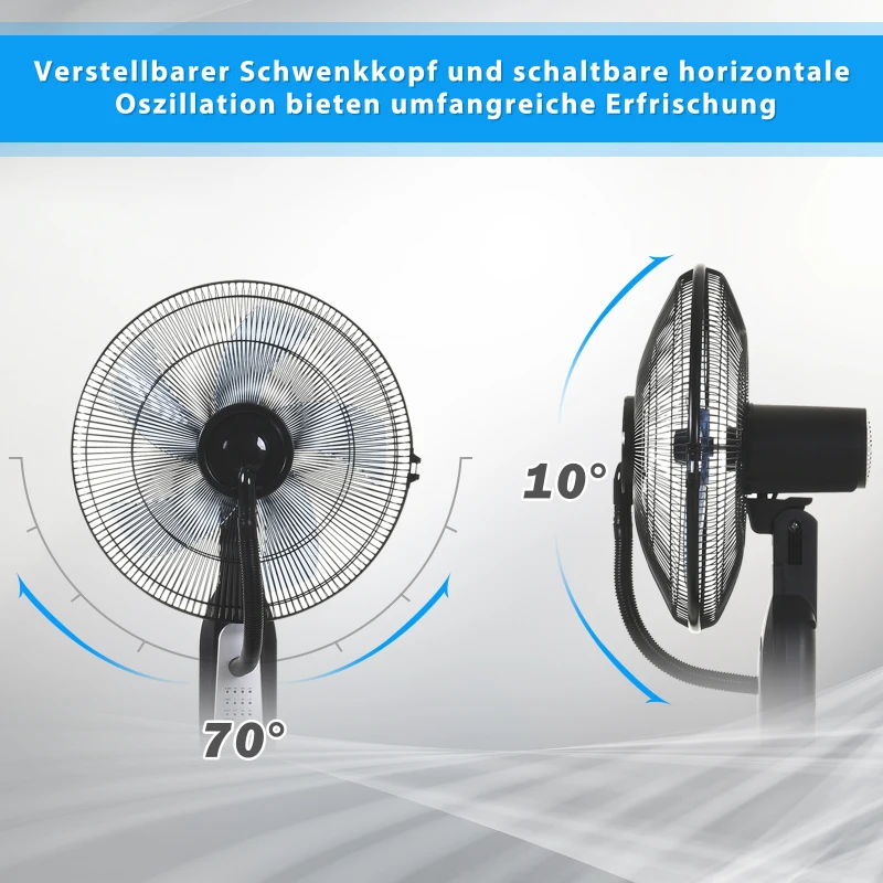Statiefventilator met waterverstuiver ventilator afstandsbediening 3 standen metaal
