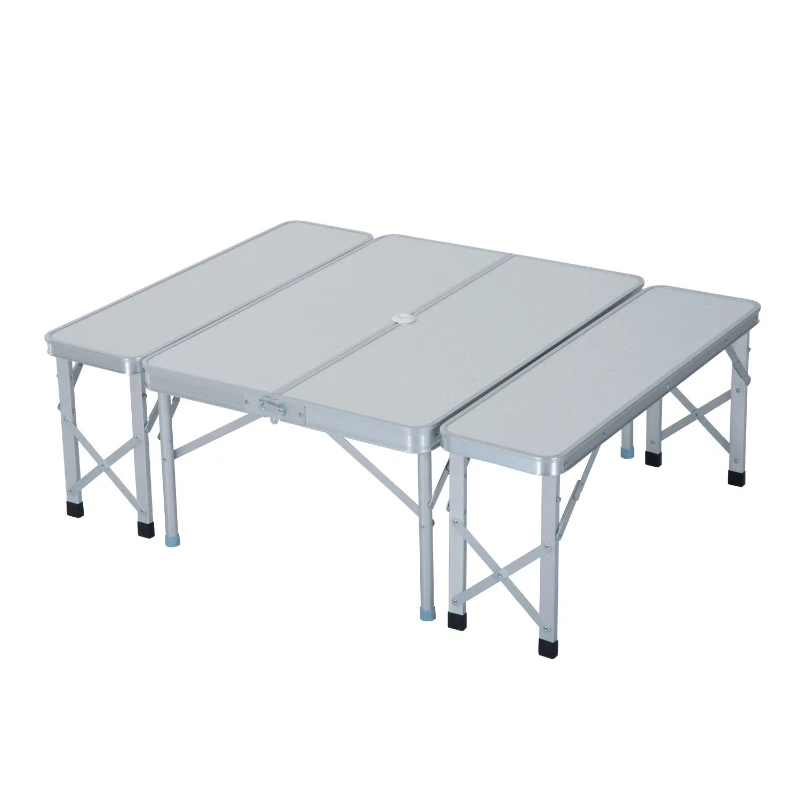 Aluminium campingtafel met 2 banken klaptafel koffertafel zitgroep picknick tuinset