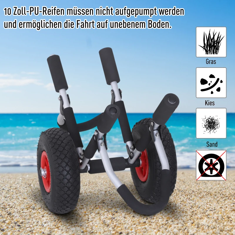 Surftrolley Surfplank transporttrolley opvouwbare boottrolley inklapbaar PU-banden tot 45 kg