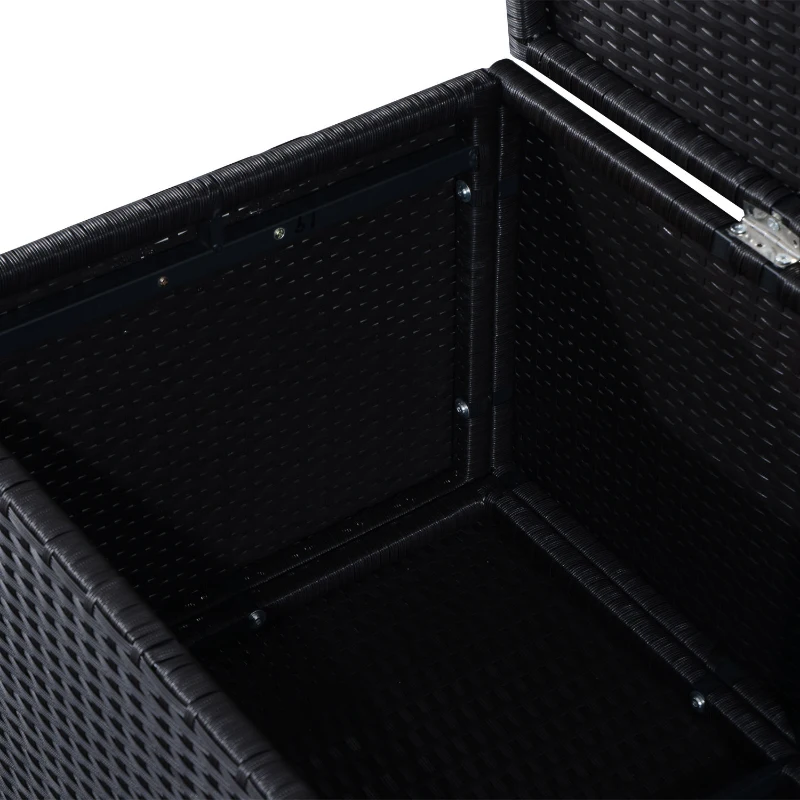 Poly-rotan steunkist tuinkist tuinbox 2 wielen donkerbruin