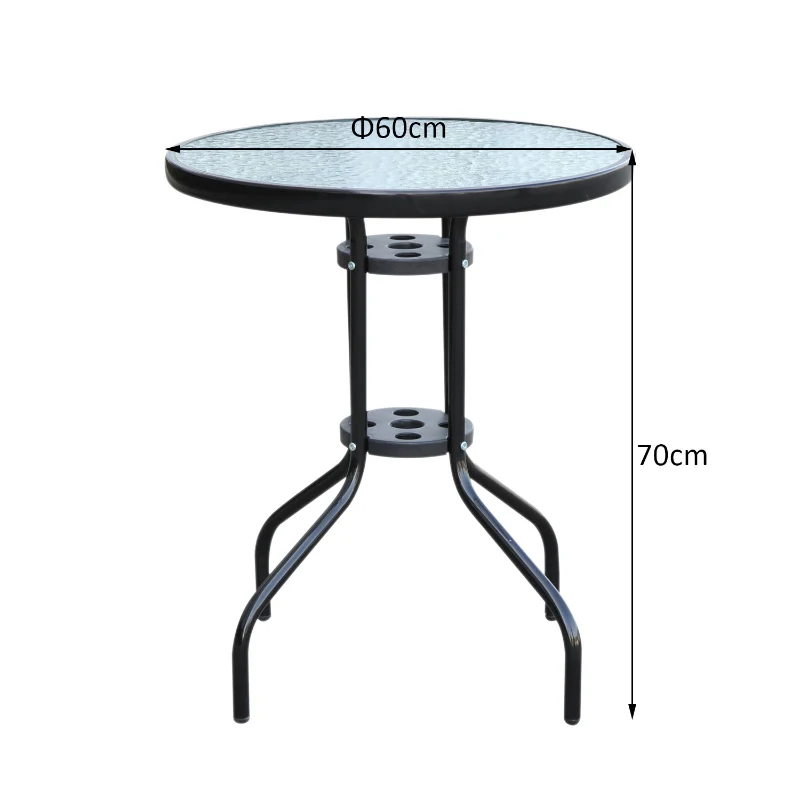 Balkontafel tuintafel glazen tafel bistrotafel metaal veiligheidsglas ∅60x70 cm