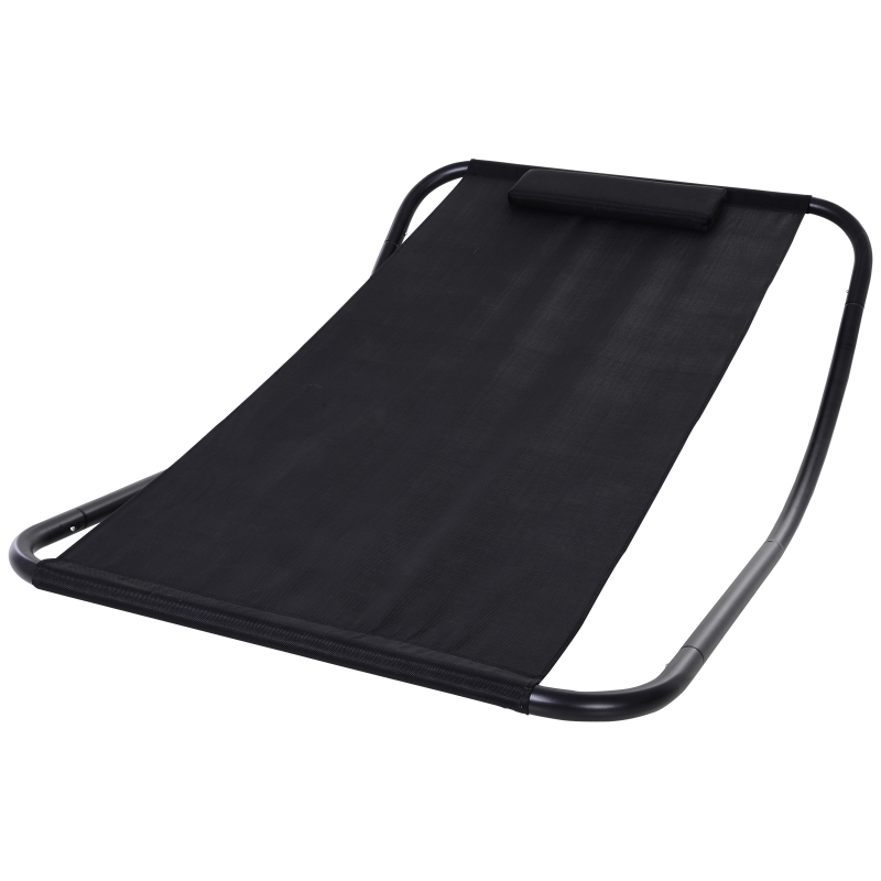 Schommelstoel met kussen schommelstoel tuinstoel relax lounger netstof zwart