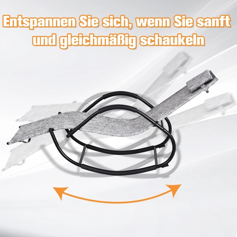 Outsunny Schommelstoel schommelligbed schommelbank ligbank voor buiten hoofdkussen textilene grijs