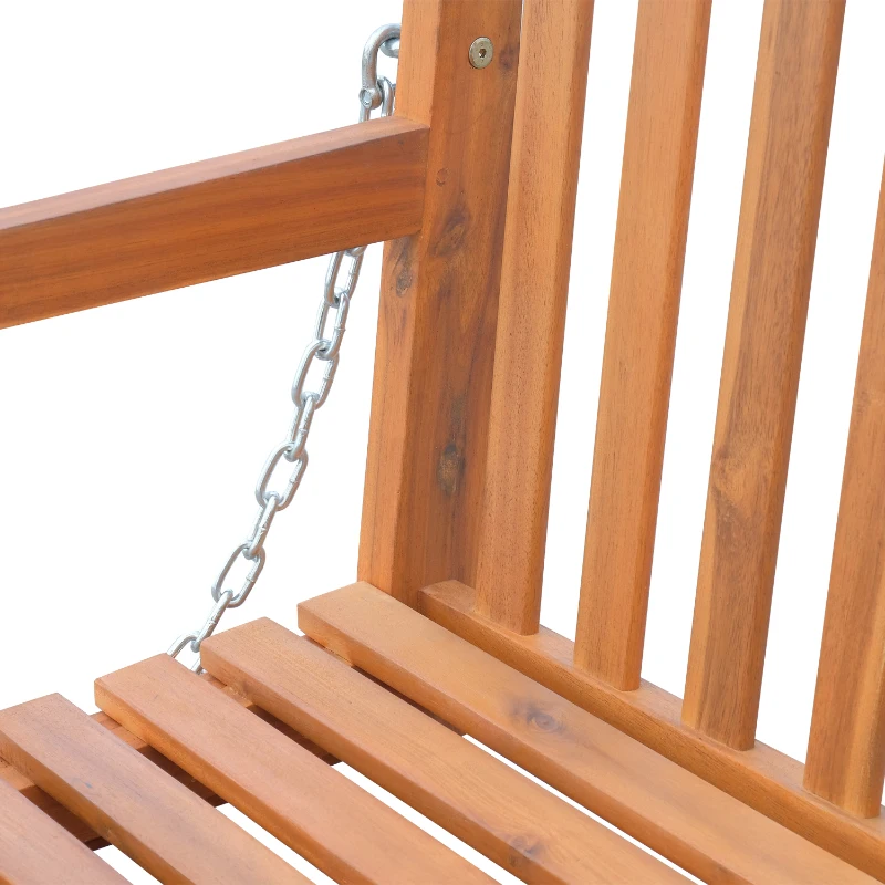 Outsunny® hangbank tuinschommel 2-zits met kettingen hout bruin Hollywoodschommel 122 b x 61 d x 59 h cm