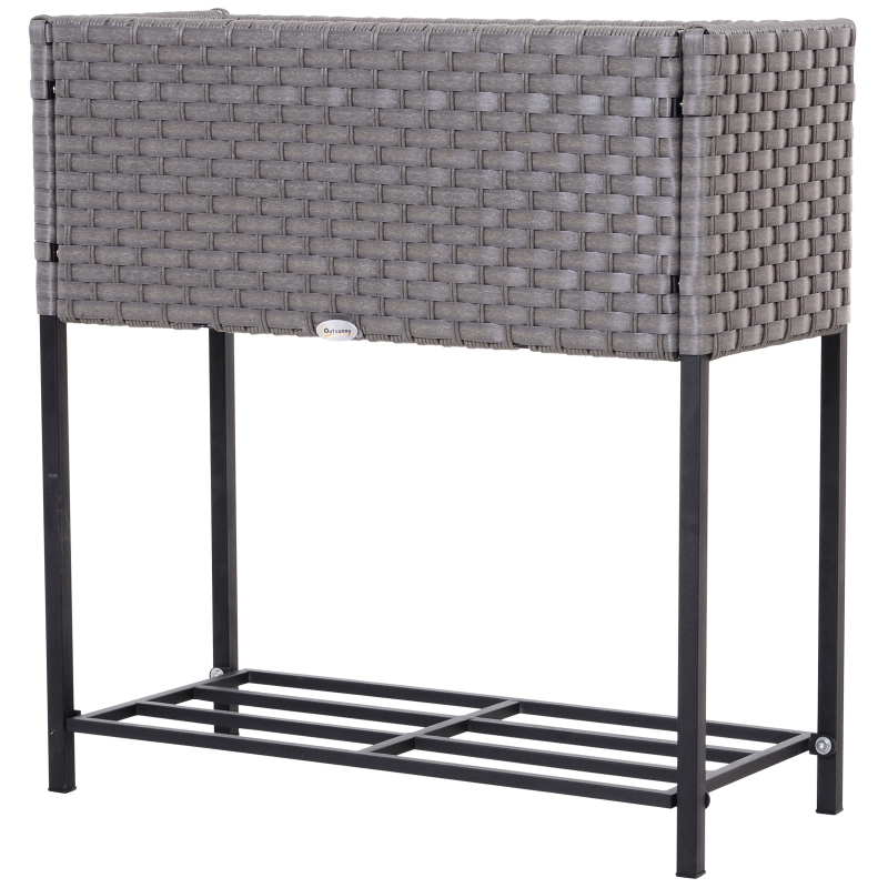 Outsunny® verhoogd bed, bloembak, bloempot met plank, irrigatie, rotan bruin 70 x 30 x 72 cm | Aosom.de