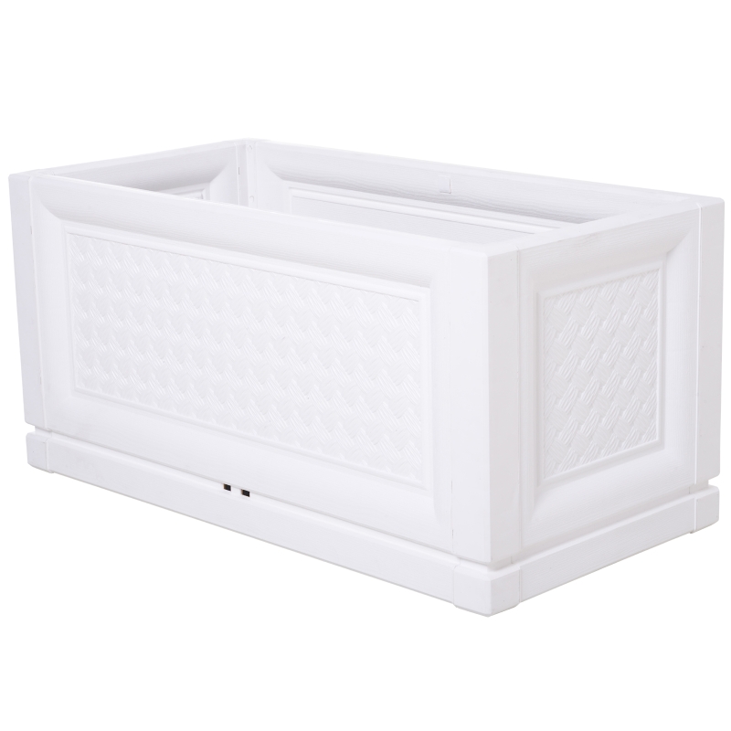 verhoogd bed tuinbed plantenbak 2 patronen afwateringsgaten PP wit 80 x 40 x 38 cm