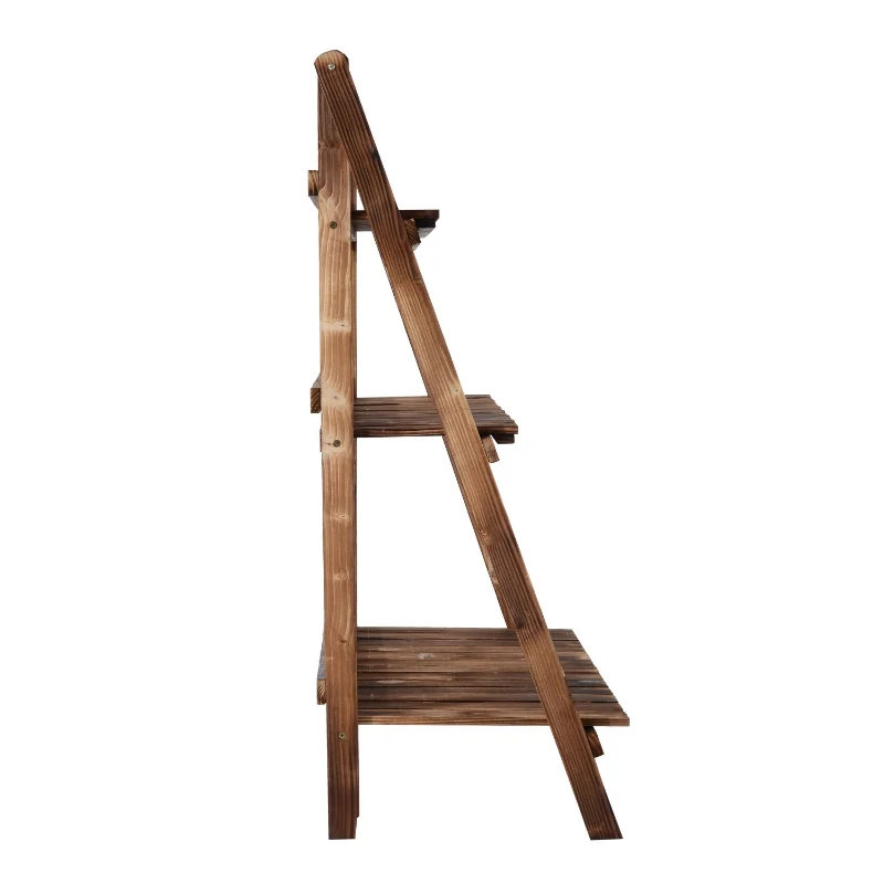 Outsunny plantenetagère bloementrap bloemenbank plantenrek standaard 3 treden vurenhout