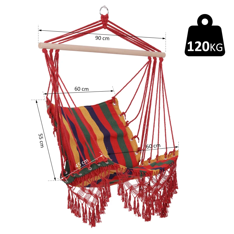 Outsunny Hangstoel zwevende stoel hangmat stoel gestoffeerde stoel buiten 100 x 60 cm tot 120 kg