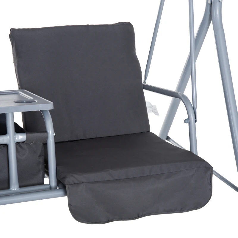 Outsunny Hollywoodschommel 2-zits tuinschommel schommel met zonnekap beige/grijs