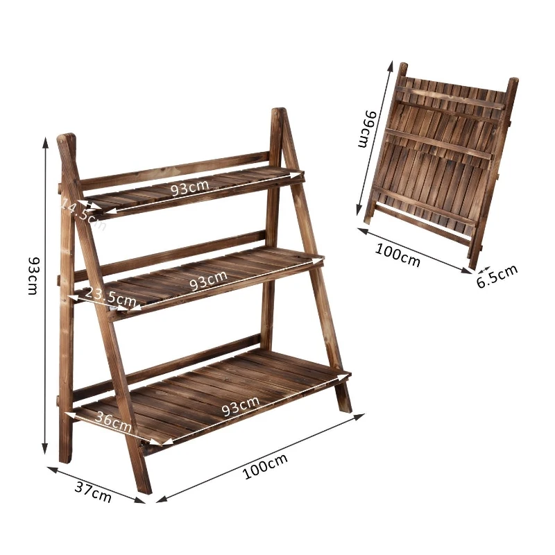 Outsunny plantenetagère bloementrap bloemenbank plantenrek standaard 3 treden vurenhout