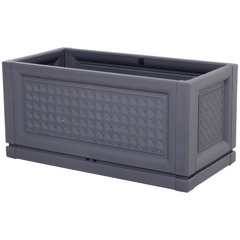 tuinbed verhoogd bed plantenbak 2 patronen afwateringsgaten PP grijs 60 x 30 x 29 cm