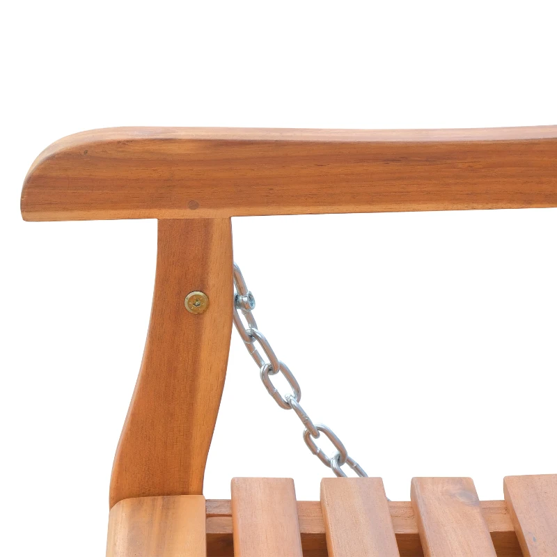 Outsunny® hangbank tuinschommel 2-zits met kettingen hout bruin Hollywoodschommel 122 b x 61 d x 59 h cm