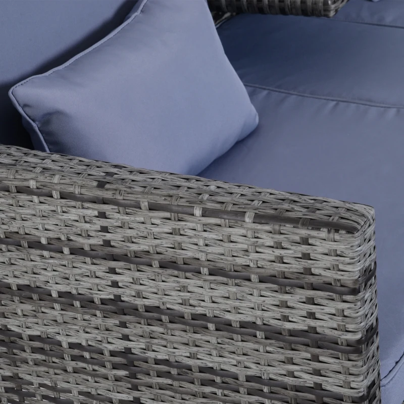 Outsunny Tuinbankset lounge 3-delig Tuinset tuinmeubelen met sofa krukje kussens