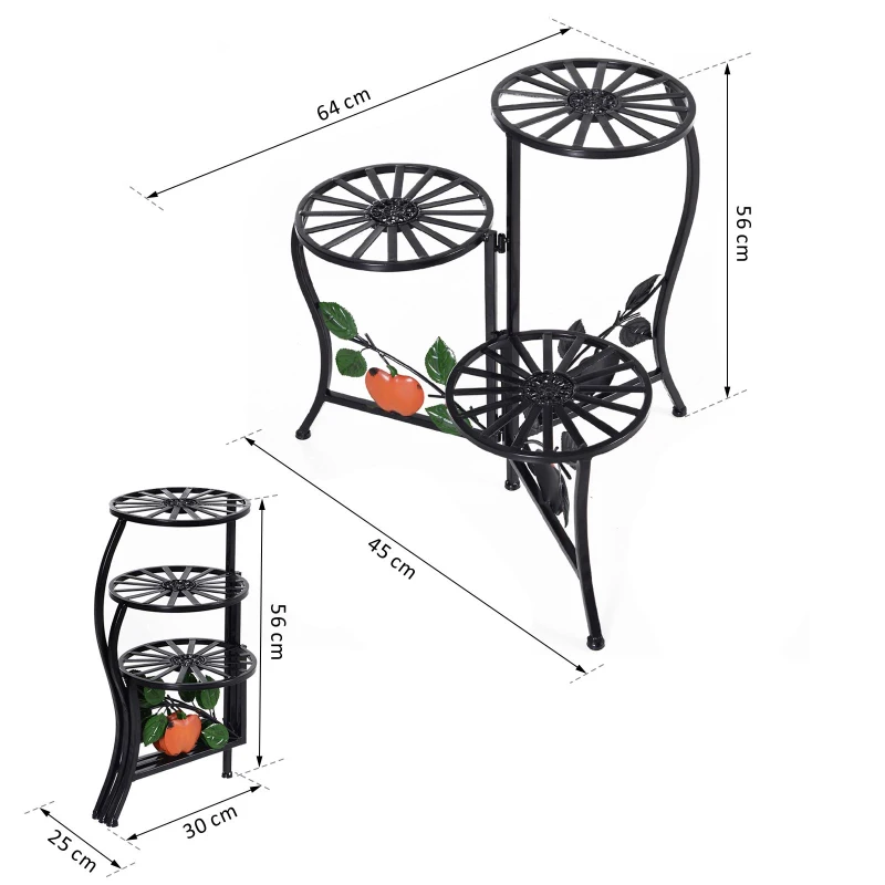 bloementrap plantenrek 3 verdiepingen plantenstandaard retro design decoratie metaal
