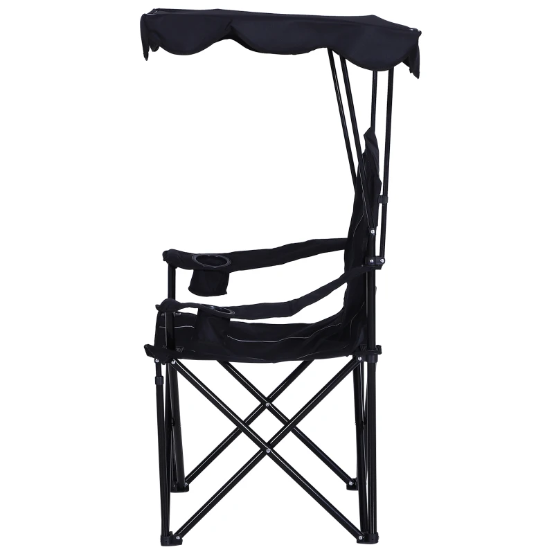 Visstoel klapstoel campingstoel met luifel bekerhouder Oxford zwart