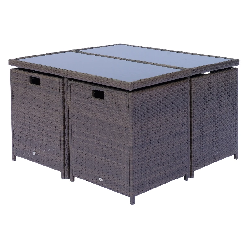 Outsunny Poly-rotan zitgroep 21-delig Zitset met kussens, tuinmeubelen, aluminium bruin