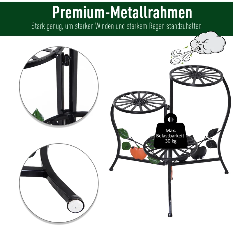 bloementrap plantenrek 3 verdiepingen plantenstandaard retro design decoratie metaal