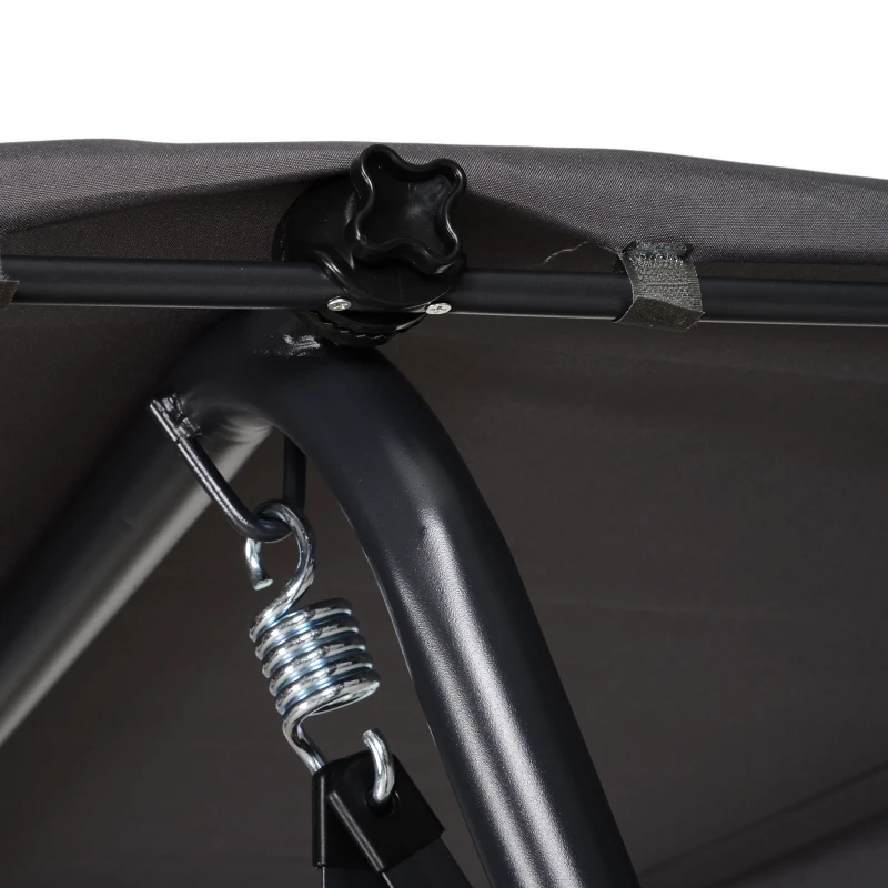 Outsunny Hollywoodschommel tuinschommel verstelbaar zonnedak rotan staal zwart