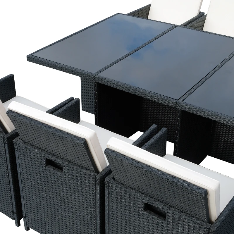 Outsunny Poly-rotan zitgroep 27-delig Zitset met kussens, tuinmeubelen in zwart aluminium